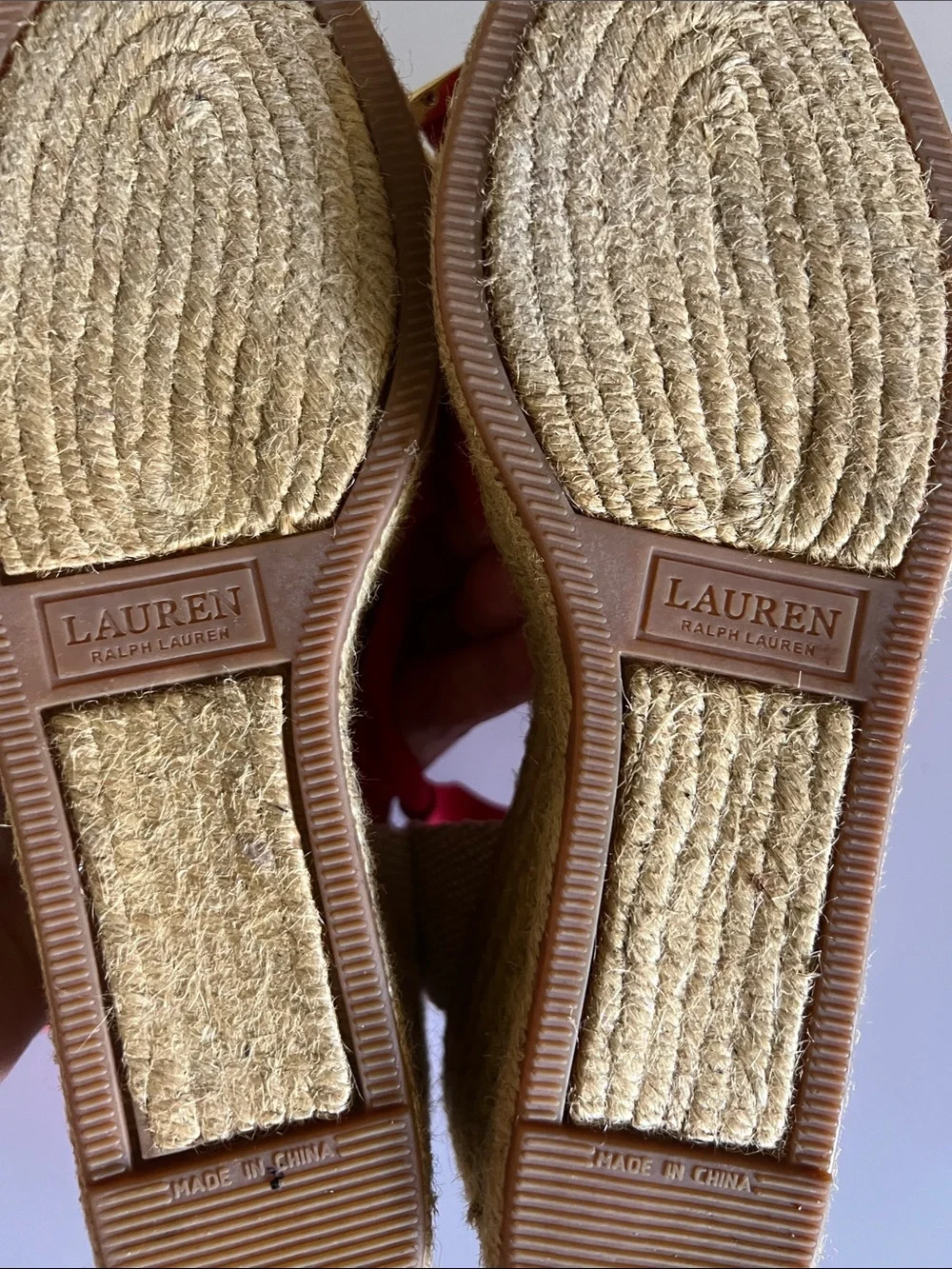 LAUREN Ralph Lauren Women’s Red Canvas Espadrilles Size: 7B